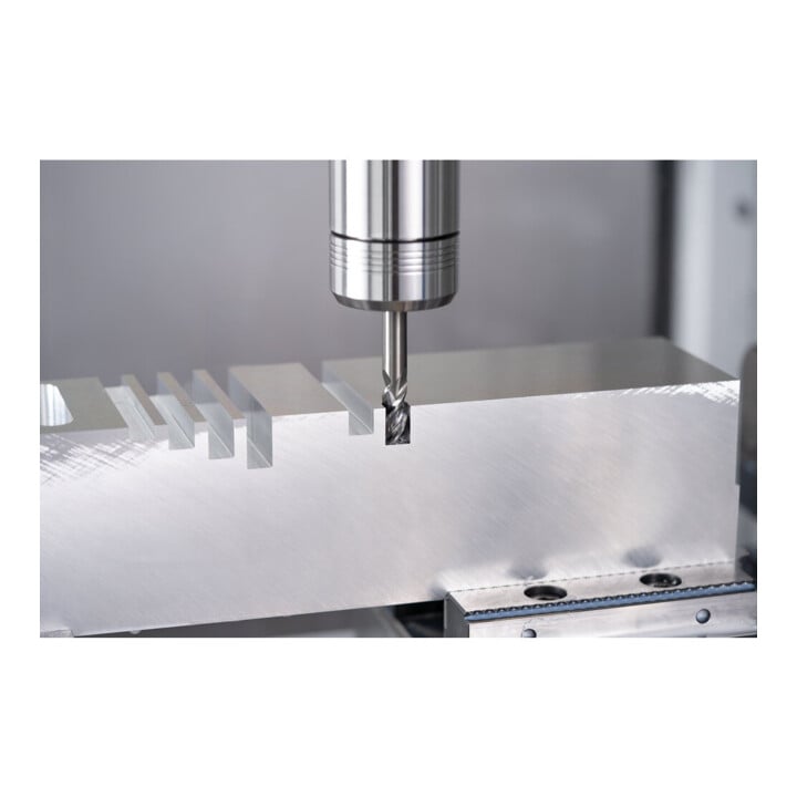 PFERD TOOLS Fraise VHM Ø10 mm, 3 dents, 2xDC, queue HA, chanfrein 0,2 mm, non revêtue, long col, Performance Aluminium