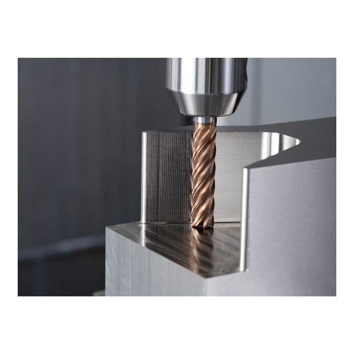 PFERD TOOLS Fraise VHM Ø10mm, 5 dents, avec diviseur de copeaux, 5xDC, rayon 0,5mm, revêtement AlTiN/TiSiXN, queue HB, Performance inoxydable
