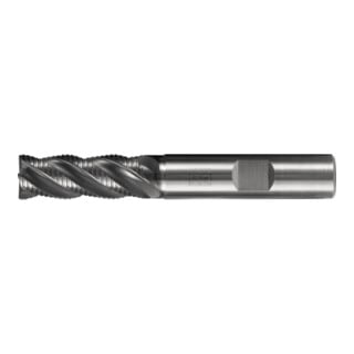 PFERD TOOLS Fraise VHM Ø6 mm, 4 dents, avec denture d’ébauche, 2xDC, chanfrein 0,15 mm, revêtement AlCrN, tige HB, universelle