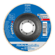 PFERD TOOLS harte Filzfächerscheibe FFS Ø 115 mm Bohrung 22,23 mm für Polierarbeiten mit Winkelschleifer-3