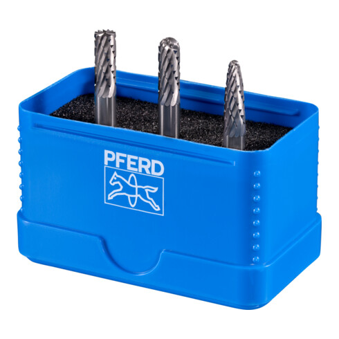 PFERD TOOLS Hartmetall Frässtift Set 1505 Zahnung 3 PLUS 3-tlg. Ø 6mm Schaft-Ø 6mm universal mittel kreuzverzahnt