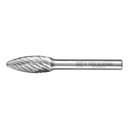 PFERD TOOLS Hartmetall Hochleistungsfrässtift ALLROUND Flamme B Ø 10x25 mm Schaft-Ø 6 mm universal grob