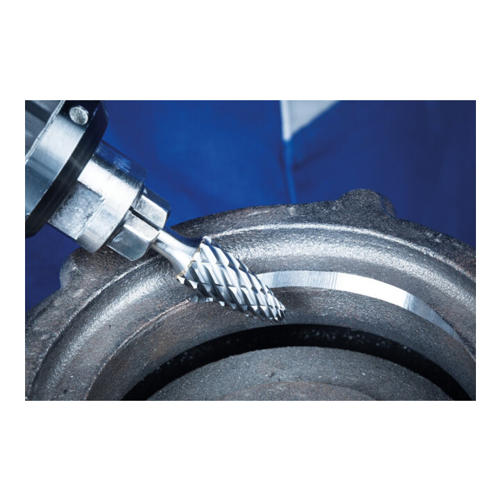 PFERD TOOLS Hartmetall Hochleistungsfrässtift CAST Rundbogen RBF Ø 12x25 mm Schaft-Ø 6 mm für Gußeisen