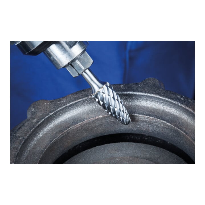 PFERD TOOLS Hartmetall Hochleistungsfrässtift CAST Rundbogen RBF Ø 12x25 mm Schaft-Ø 6 mm für Gußeisen