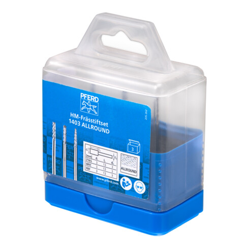 PFERD TOOLS Hartmetall Hochleistungsfrässtift Set 1403 ALLROUND 3-tlg. Ø 3mm Schaft-Ø 3mm universal grob (1403)