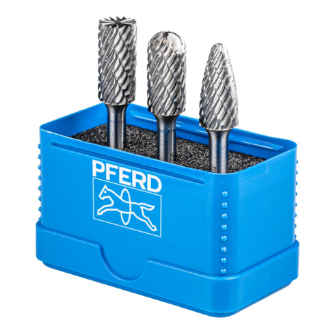 PFERD TOOLS Hartmetall Hochleistungsfrässtift Set 1414 ALLROUND 3-tlg. Ø 12mm Schaft-Ø 6mm universal grob