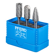 PFERD TOOLS Hartmetall Hochleistungsfrässtift Set 1414 ALLROUND 3-tlg. Ø 12mm Schaft-Ø 6mm universal grob