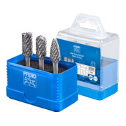 PFERD TOOLS Hartmetall Hochleistungsfrässtift Set 1807 STEEL 3-tlg. Ø 12mm Schaft-Ø 6 mm für Stahl