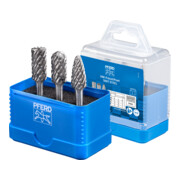 PFERD TOOLS Hartmetall Hochleistungsfrässtift Set 1807 STEEL 3-tlg. Ø 12mm Schaft-Ø 6 mm für Stahl