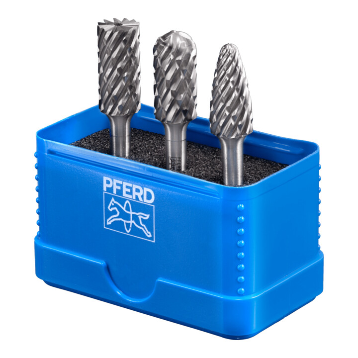PFERD TOOLS Hartmetall Hochleistungsfrässtift Set 1807 STEEL 3-tlg. Ø 12mm Schaft-Ø 6 mm für Stahl