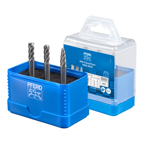 PFERD TOOLS Hartmetall Hochleistungsfrässtift Set 1906 INOX 3-tlg. Ø 6mm Schaft-Ø 6 mm für Edelstahl