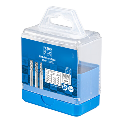 PFERD TOOLS Hartmetall Hochleistungsfrässtift Set 1906 INOX 3-tlg. Ø 6mm Schaft-Ø 6 mm für Edelstahl