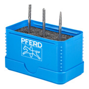PFERD TOOLS Hartmetall Kleinfrässtift Set 1504 Zahnung 3 PLUS 3-tlg. Ø 3mm Schaft-Ø 3mm universal mittel kreuzverzahnt