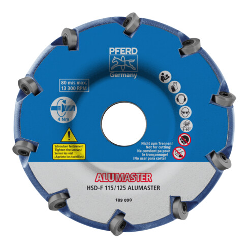 PFERD TOOLS Hochleistungsfrässcheibe ALUMASTER F Ø 115 mm für Winkelschleifer Alu Bearbeitung HICOAT
