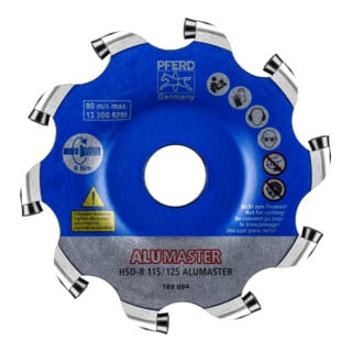 PFERD TOOLS Hochleistungsfrässcheibe ALUMASTER R Ø 115 mm für Winkelschleifer Alu Bearbeitung HICOAT
