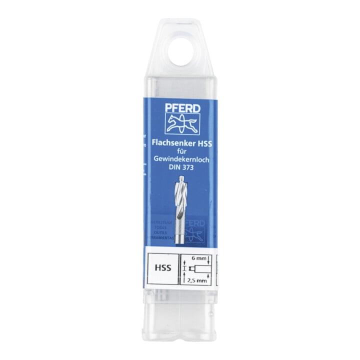 PFERD TOOLS HSS Flachsenker mit Führungszapfen DIN 373 Ø 6,0mm Schaft-Ø 5 mm für Gewindekernloch
