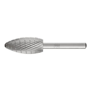 PFERD TOOLS HSS Frässtift Flammenform B Ø 16x35 mm Schaft-Ø 6 mm Z 3 universal mittel fein Spanbrecher