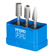 PFERD TOOLS HSS Frässtift Set 86 3-tlg. Zahnung 3 Ø 12mm Schaft-Ø 6mm universal mittel fein