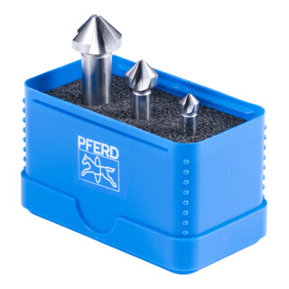 PFERD TOOLS HSS-Kegelsenker-Set UGT 3-tlg. DIN 335 C 90° mit Ungleichteilung