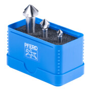 PFERD TOOLS HSS-Kegelsenker-Set UGT 3-tlg. DIN 335 C 90° mit Ungleichteilung