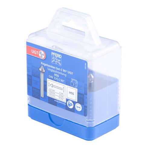 PFERD TOOLS HSS-Kegelsenker-Set UGT 3-tlg. DIN 335 C 90° mit Ungleichteilung
