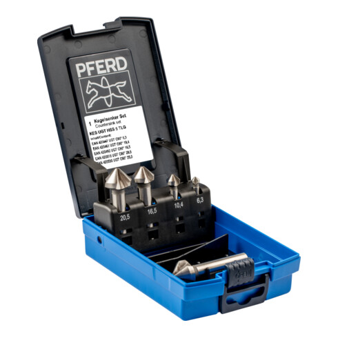 PFERD TOOLS HSS-Kegelsenker-Set UGT 5-tlg. DIN 335 C 90° mit Ungleichteilung