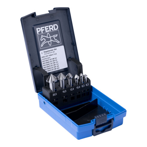 PFERD TOOLS HSS-Kegelsenker-Set UGT 6-tlg. DIN 335 C 90° mit Ungleichteilung