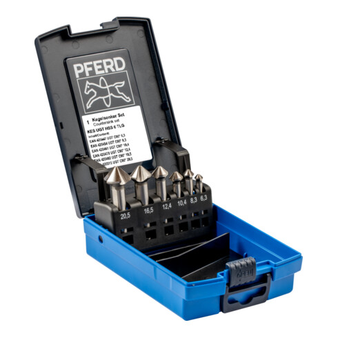 PFERD TOOLS HSS-Kegelsenker-Set UGT 6-tlg. DIN 335 C 90° mit Ungleichteilung
