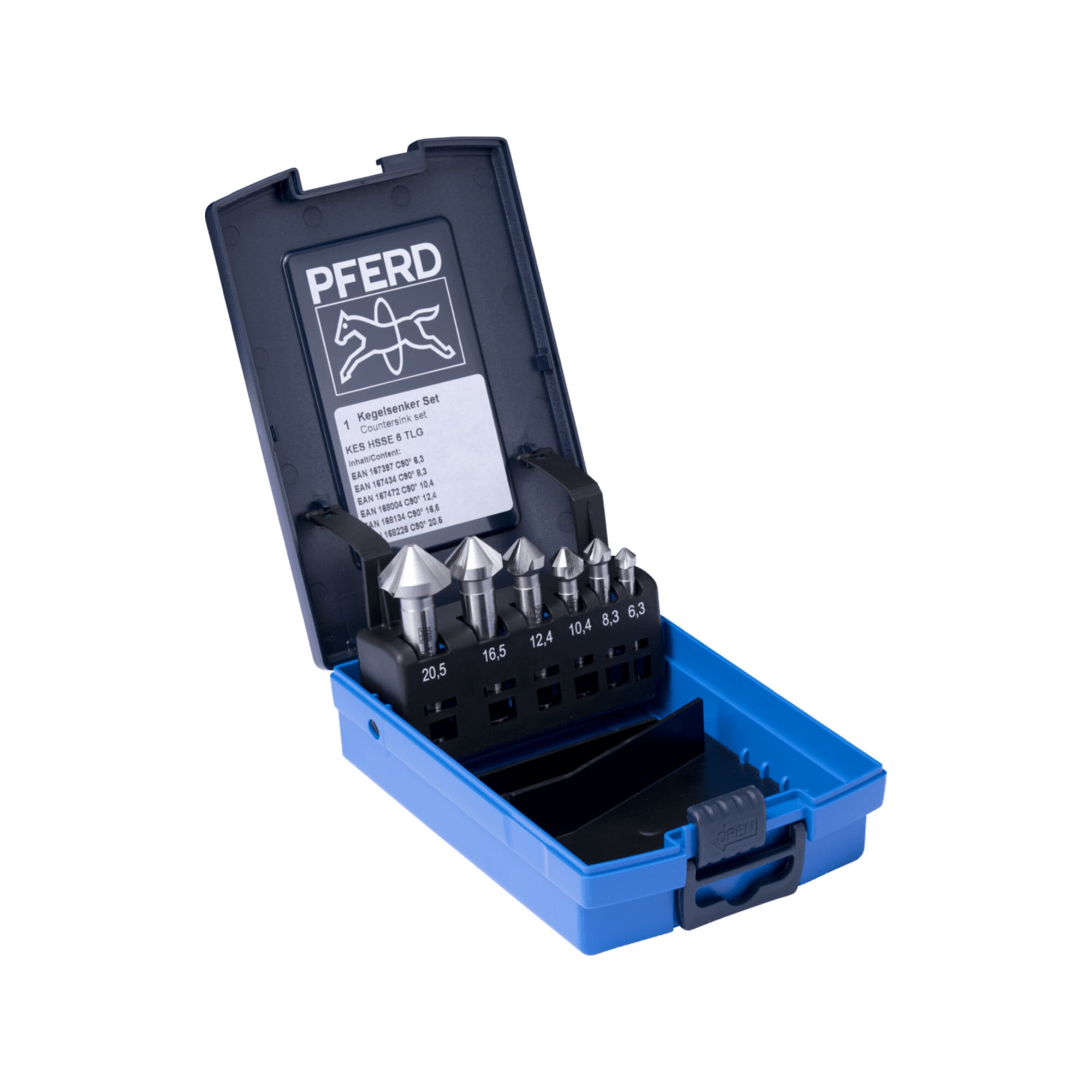 PFERD TOOLS HSSE-Kegelsenker-Set 6-tlg. DIN 335 C 90° Ausführung Co5
