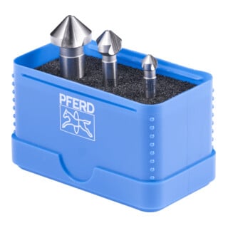 PFERD TOOLS HSSE-Kegelsenker-Set UGT 3-tlg. DIN 335 C 90° Ausführung Co5 mit Ungleichteilung