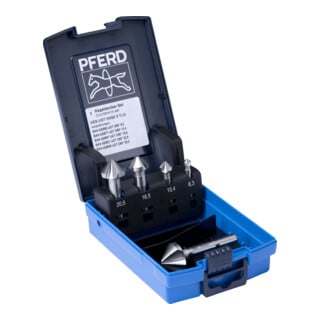 PFERD TOOLS HSSE-Kegelsenker-Set UGT 5-tlg. DIN 335 C 90° Ausführung Co5 mit Ungleichteilung