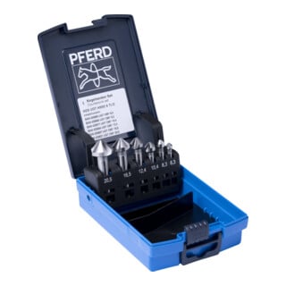 PFERD TOOLS HSSE-Kegelsenker-Set UGT 6-tlg. DIN 335 C 90° Ausführung Co5 mit Ungleichteilung