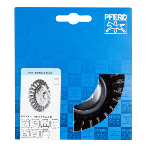 PFERD TOOLS Kegelbürste gezopft KBG Ø 115x15 mm M14 Edelstahl-Draht-Ø 0,50mm Winkelschleifer (1)