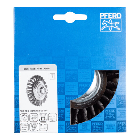PFERD TOOLS Kegelbürste mit Gewinde, gezopft POS KBG 11515/M14