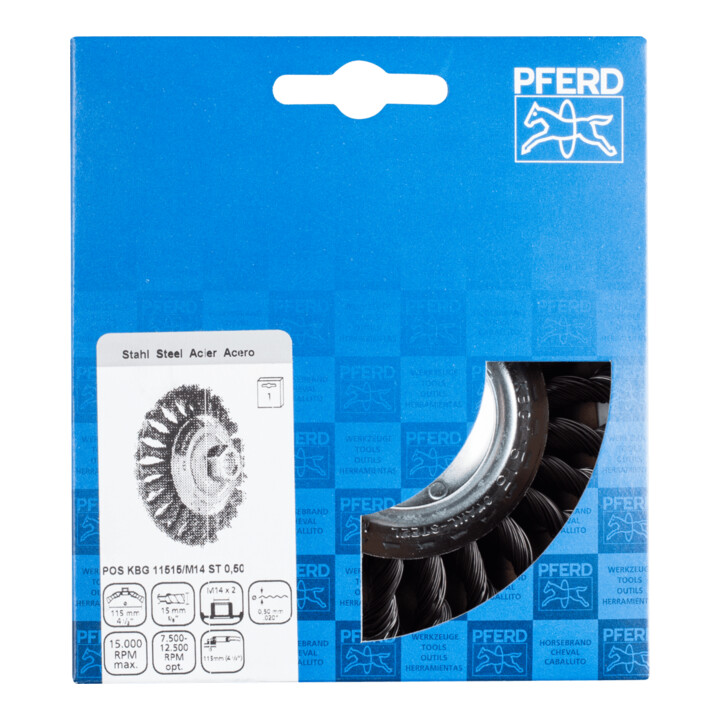 PFERD TOOLS Kegelbürste gezopft KBG Ø 115x15 mm M14 Stahl-Draht-Ø 0,50mm Winkelschleifer (1)