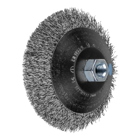 PFERD TOOLS Kegelbürste ungezopft KBU Ø 125x10mm M14 Edelstahl-Draht-Ø 0,35 mm Winkelschleifer