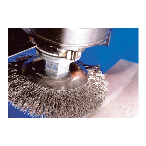 PFERD TOOLS Kegelbürste ungezopft KBU Ø 125x10mm M14 Stahl-Draht-Ø 0,35 mm Winkelschleifer