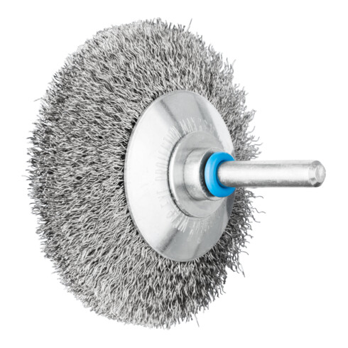PFERD TOOLS Kegelbürste ungezopft KBU Ø70x10mm Schaft-Ø6 mm Edelstahl-Draht-Ø0,20