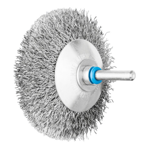 PFERD TOOLS Kegelbürste ungezopft KBU Ø80x10mm Schaft-Ø6 mm Edelstahl-Draht-Ø0,30