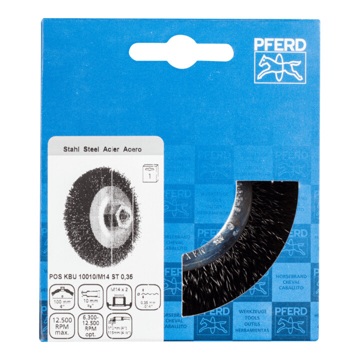 PFERD TOOLS Kegelbürste ungezopft KBU Ø 100x10mm M14 Stahl-Draht-Ø 0,35 mm Winkelschleifer (1)