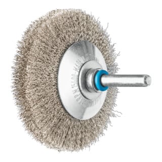 PFERD TOOLS Kegelbürste ungezopft KBU Ø70x10mm Schaft-Ø6 mm Edelstahl-Draht-Ø0,15