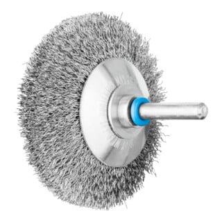 PFERD TOOLS Kegelbürste ungezopft KBU Ø70x10mm Schaft-Ø6 mm Edelstahl-Draht-Ø0,20