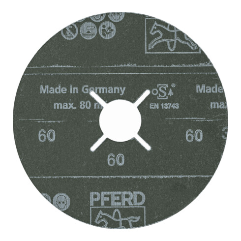 PFERD TOOLS Keramikkorn Fiberscheibe Ø 115 mm CO-ALU60 für weiche NE Metalle