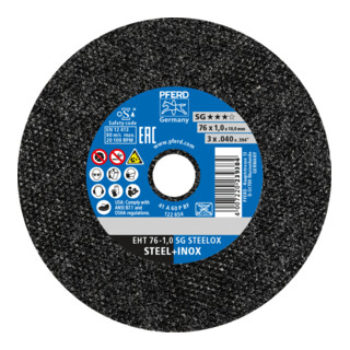 PFERD TOOLS Klein-Trennscheibe EHT 76x1,0x10mm gerade Leistungslinie SG STEELOX für Stahl/Edelstahl