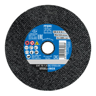 PFERD TOOLS Klein-Trennscheibe EHT 76x1,4x10mm gerade Leistungslinie SG STEELOX für Stahl/Edelstahl