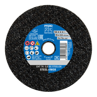 PFERD TOOLS Klein-Trennscheibe EHT 76x3,0x10mm gerade Leistungslinie SG STEELOX für Stahl/Edelstahl