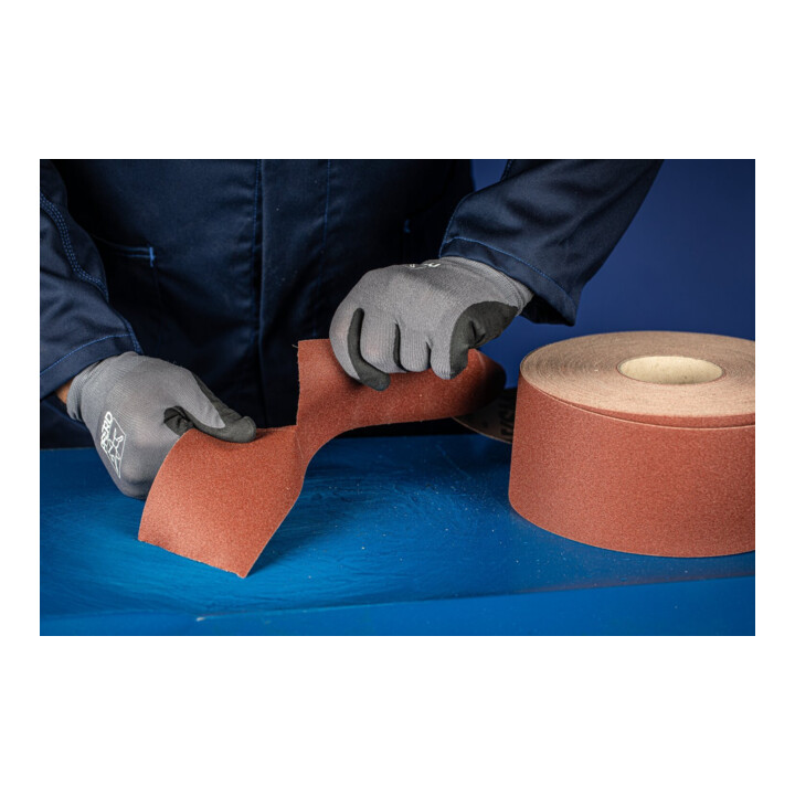 PFERD TOOLS Korund Schleifbandrolle Gewebe SBR Breite 100mmxLänge 50m A120 für universelle Anwendung
