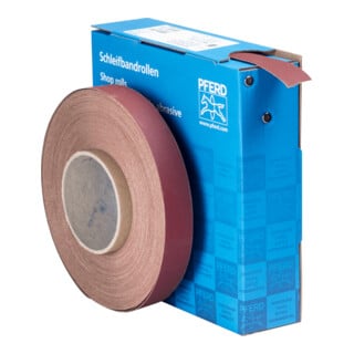 PFERD TOOLS Korund Schleifbandrolle Gewebe SBR Breite 25 mmxLänge 50m A320 für universelle Anwendung