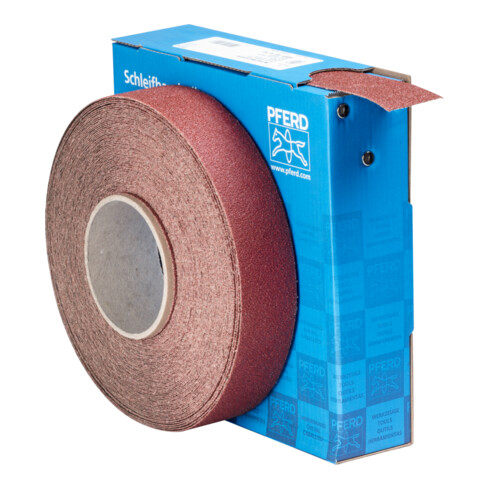 PFERD TOOLS Korund Schleifbandrolle Gewebe SBR Breite 38 mmxLänge 25m A50 für universelle Anwendung