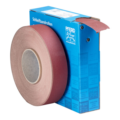 PFERD TOOLS Korund Schleifbandrolle Gewebe SBR Breite 40mmxLänge 50m A180 für universelle Anwendung